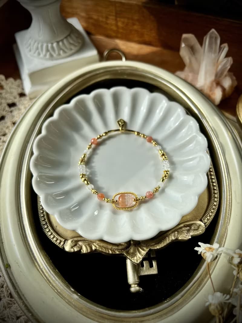 -夕陽輕吻- 天然水晶手鏈/黃銅手鍊