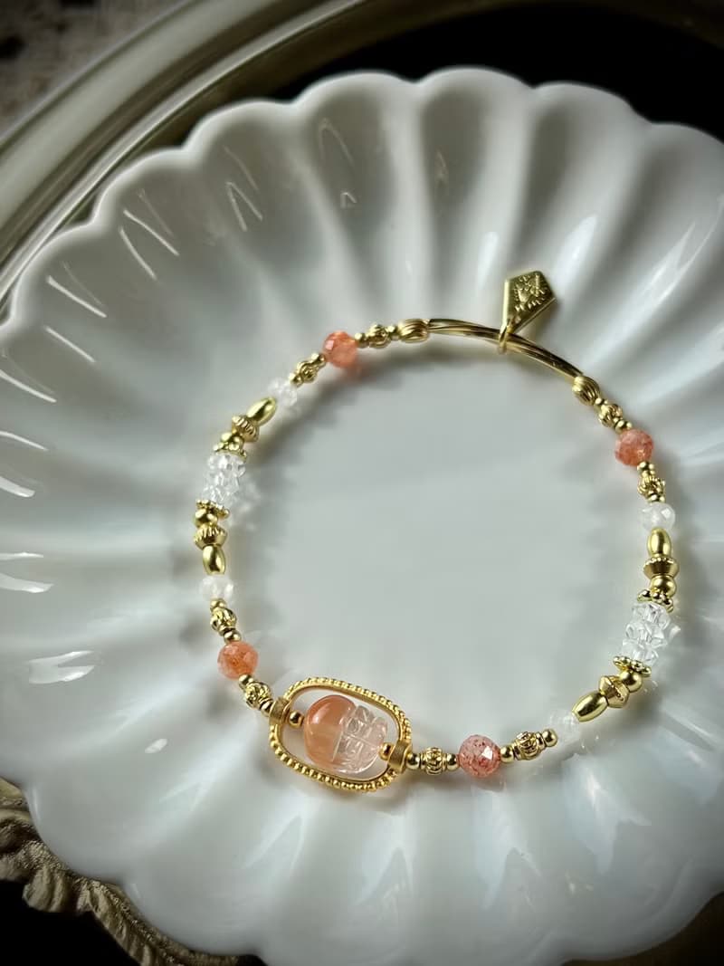 -夕陽輕吻- 天然水晶手鏈/黃銅手鍊