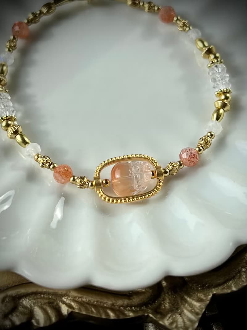 -夕陽輕吻- 天然水晶手鏈/黃銅手鍊