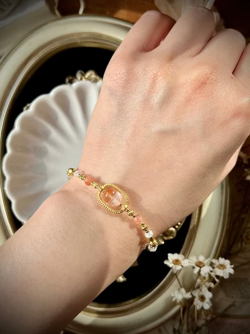 -夕陽輕吻- 天然水晶手鏈/黃銅手鍊