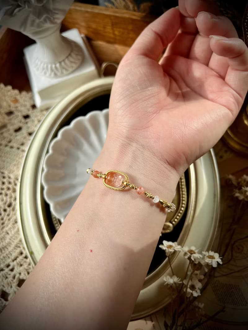 -夕陽輕吻- 天然水晶手鏈/黃銅手鍊