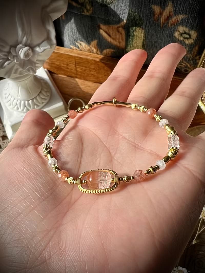 -夕陽輕吻- 天然水晶手鏈/黃銅手鍊