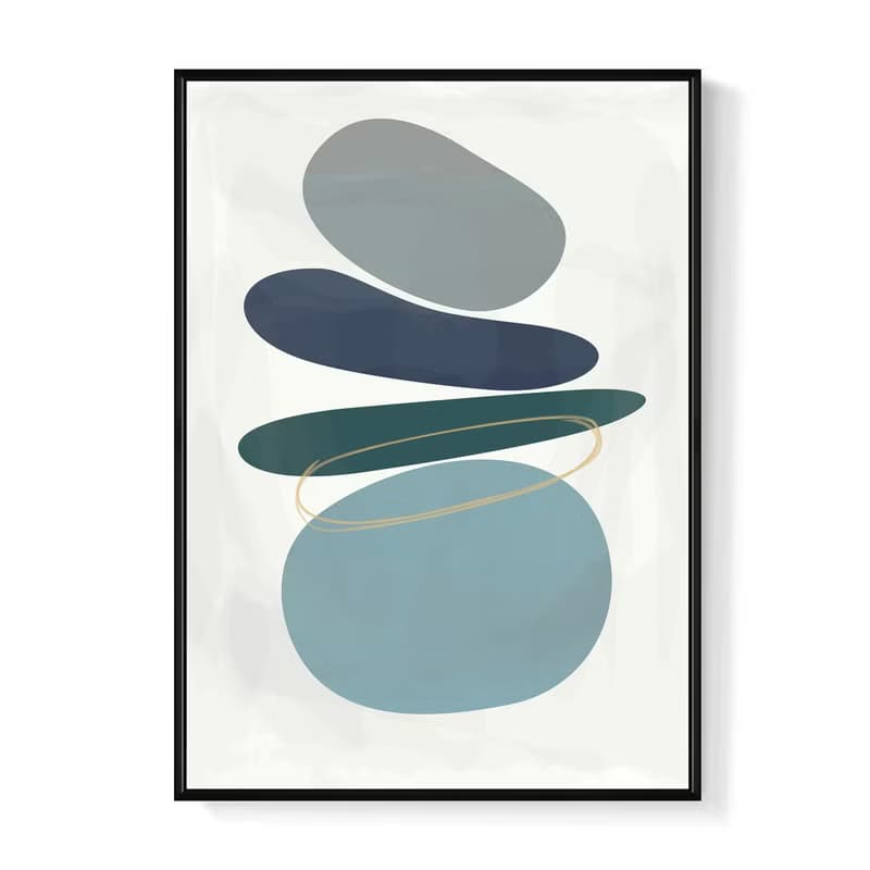 悠藍寂靜IV - 幾何簡約藍色系掛畫/居家擺飾/入厝禮/房間佈置