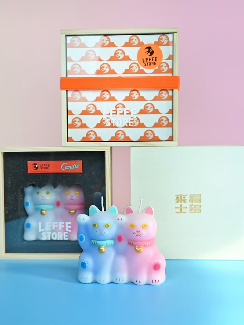 Lucky 財色雙收 招財貓香薰蠟燭擺件 白桃烏龍 創意結婚生日禮物