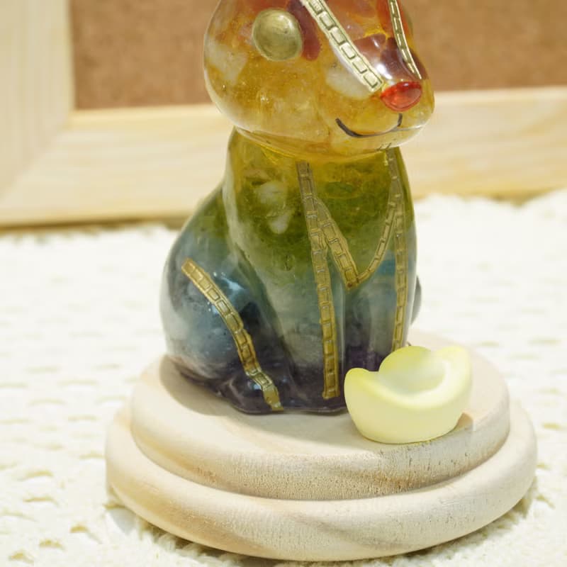 【 DIY 手作】七色水晶擴香石元寶兔子攞設