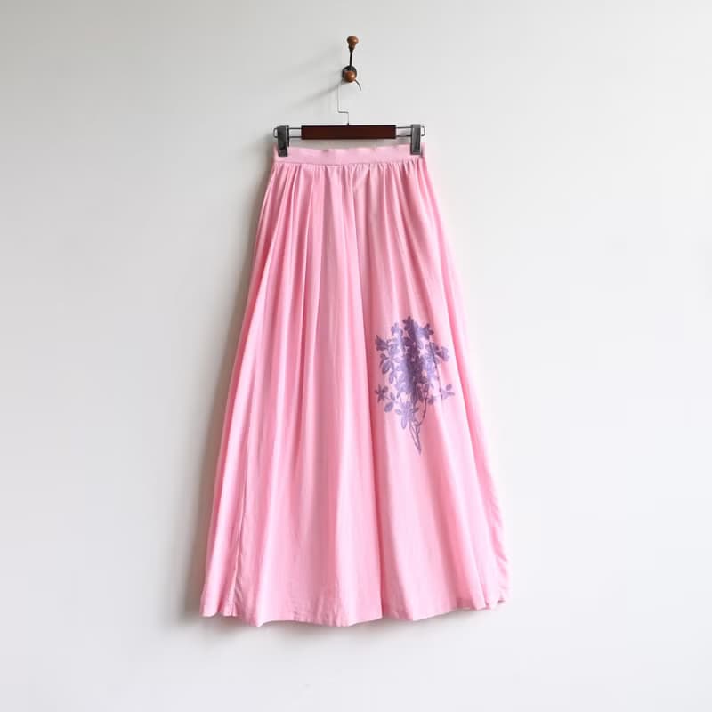 【蛋植物古著】珍藏花束絲質印花古著長裙