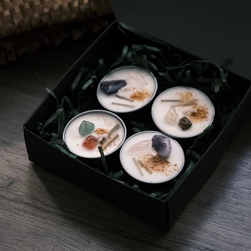 天然精油晶礦大豆蠟燭-4入