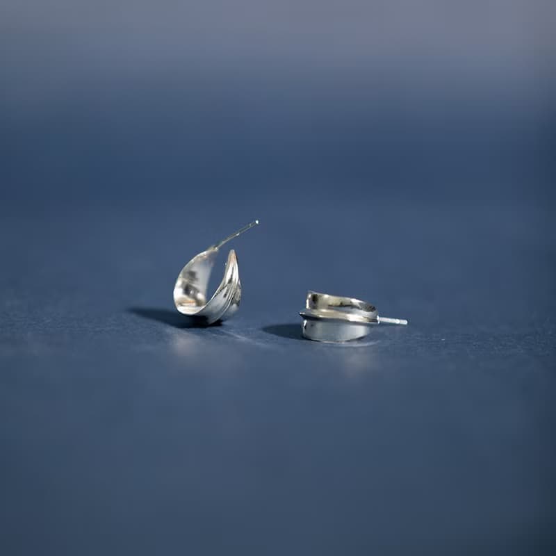 植物系列樹葉 一葉知秋耳釘圓圈925銀小巧純銀氣質簡約耳飾耳環