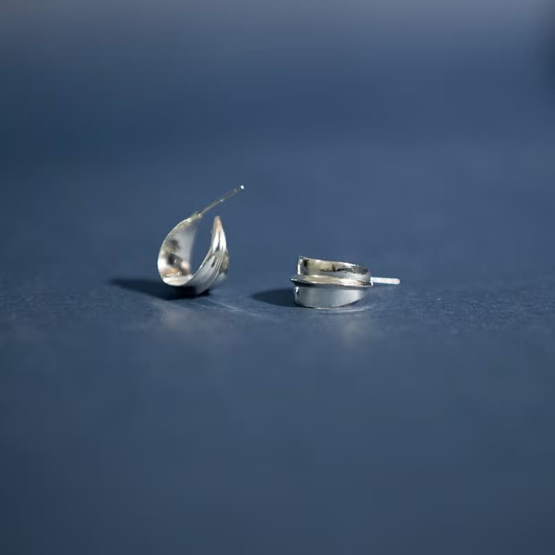 植物系列樹葉 一葉知秋耳釘圓圈925銀小巧純銀氣質簡約耳飾耳環