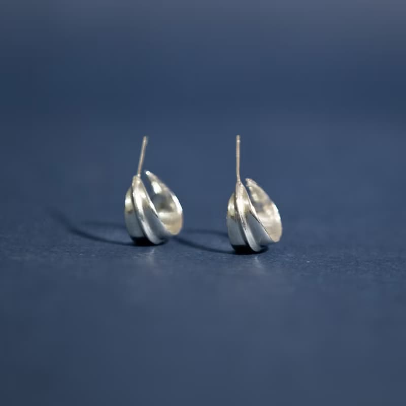 植物系列樹葉 一葉知秋耳釘圓圈925銀小巧純銀氣質簡約耳飾耳環