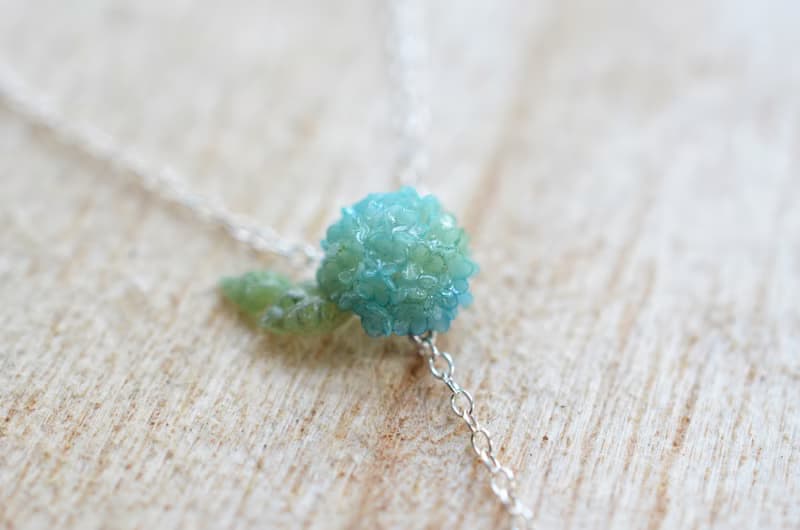 水色蒼穹 繡球花 純銀頸鍊