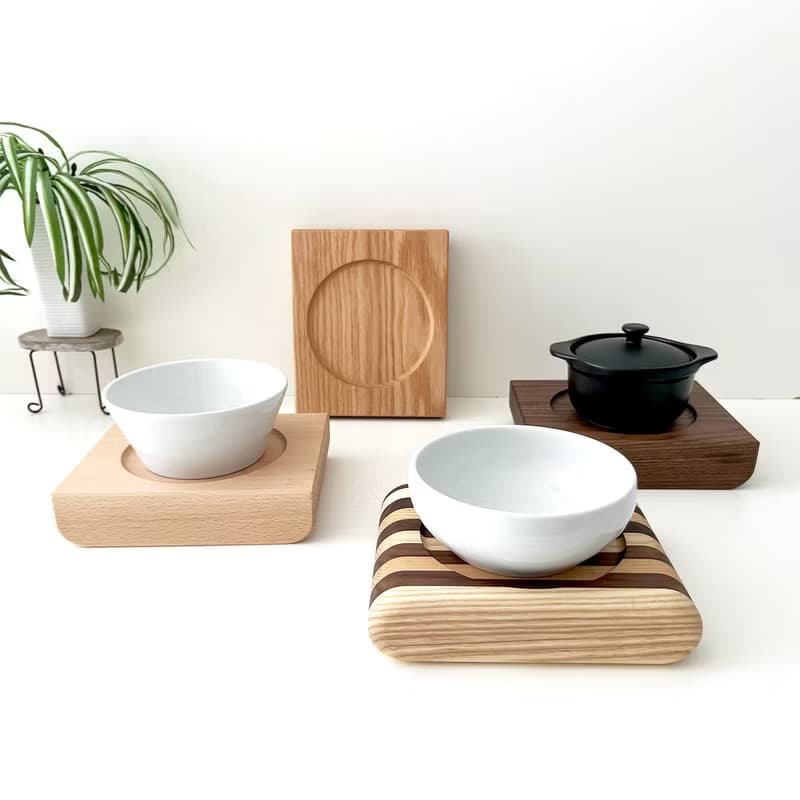 KATOMOKU 貓咪桌/為1件 橡木 日本製造　喂食碗