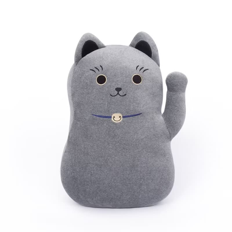 招財貓抱枕-岩石灰