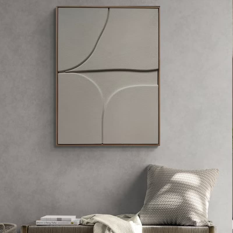3D textured wall art, Minimalist Abstract, Oak Framed