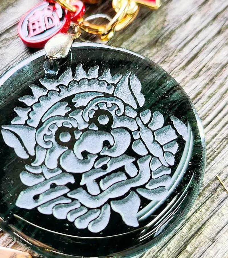 窯燒玻璃雕刻台南劍獅平安祈福鑰匙圈 送禮 收藏 紀念品