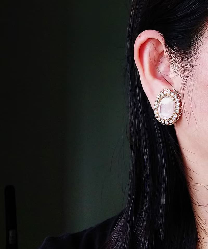 Vintage Jewelry 西洋古董飾品 WARNER CAMEO 清透 夾式耳環