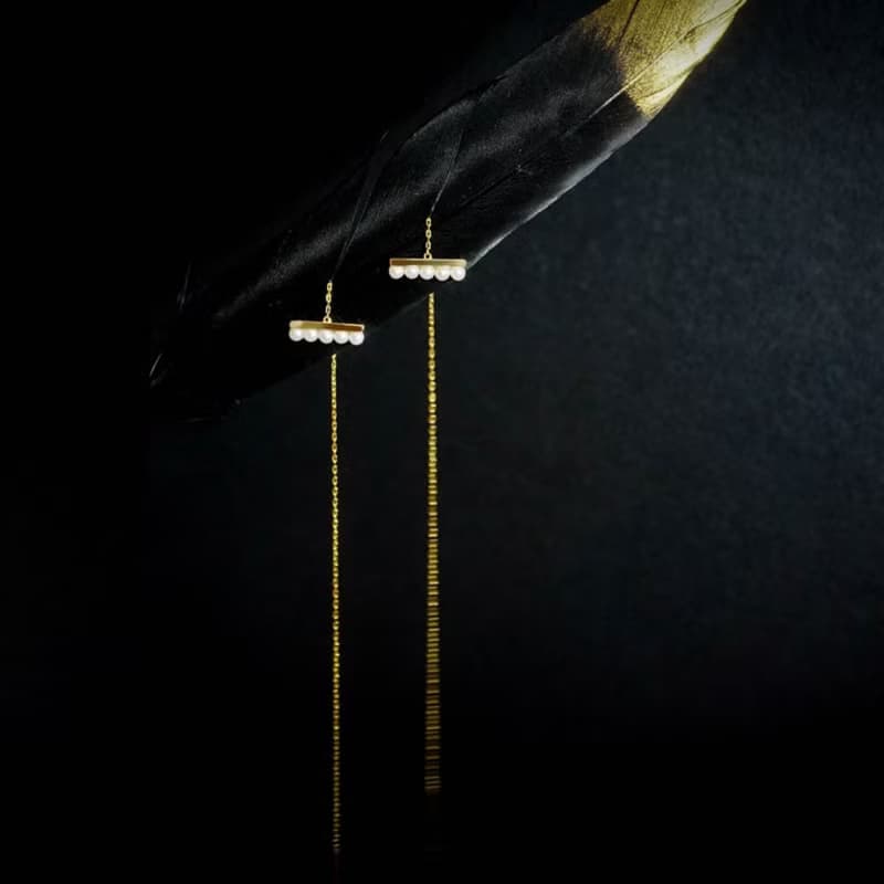 【平衡系列】原創18K金 珍珠耳飾耳線 原創ins風單只高級感