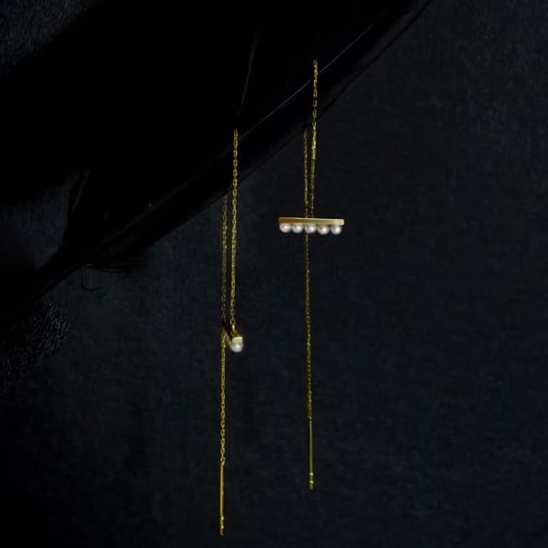 【平衡系列】原創18K金 珍珠耳飾耳線 原創ins風單只高級感