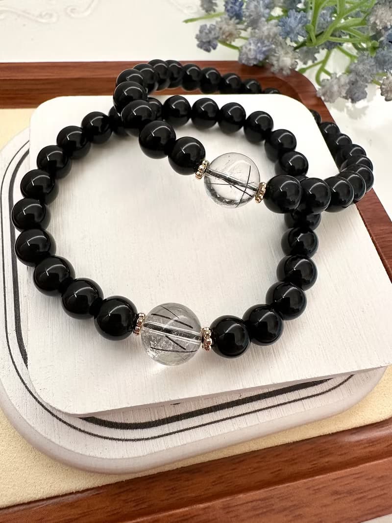心忱-透體大顆黑髮晶 黑曜石 穩定自身能量 抵擋負面壞東西