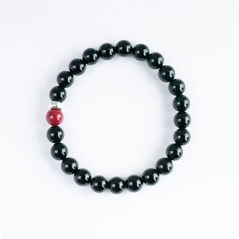 紫金硃砂 × 黑瑪瑙-為你擋下不該靠近的風雨-925銀護身辟邪手環