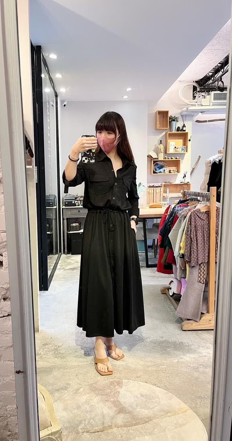 訂製系列-里安那襯衫式綁帶長洋裝