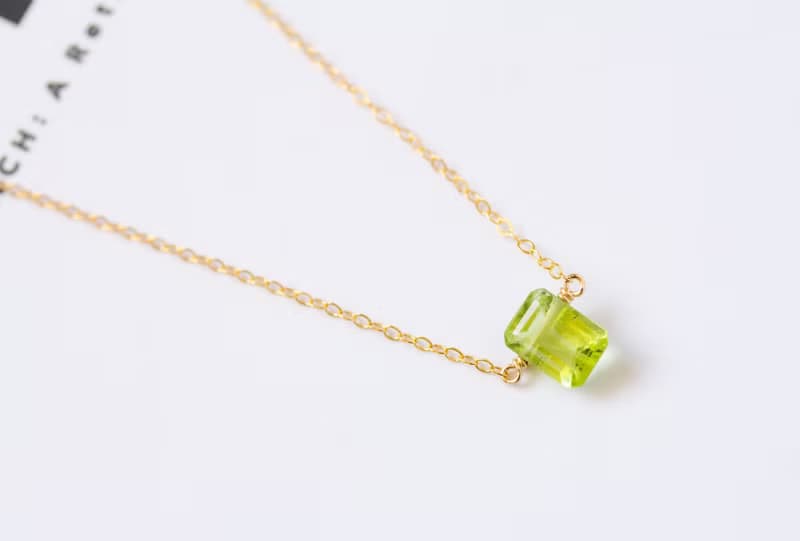 ペリドットのジュエルネックレス 14kgf / Peridot Gemstone Necklace 14kgf