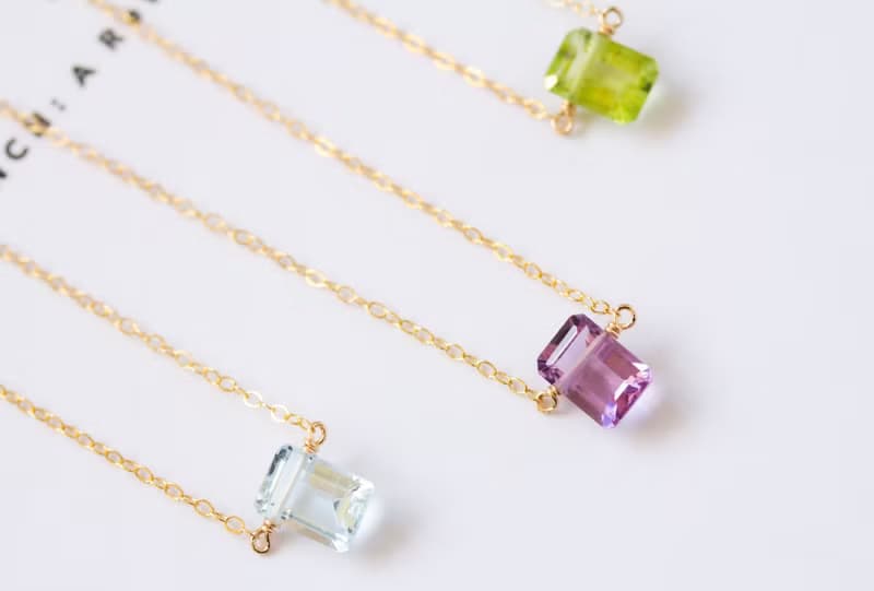 ペリドットのジュエルネックレス 14kgf / Peridot Gemstone Necklace 14kgf