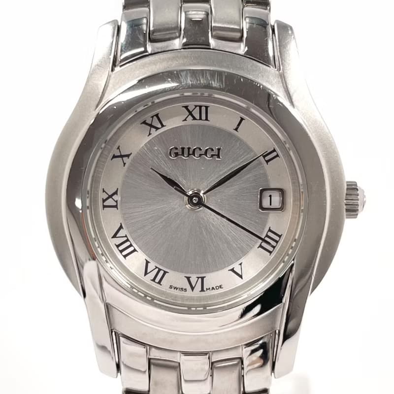 【日本直送 中古美品】グッチ GUCCI 腕時計 5500L ステンレススチール シルバー クオーツ シルバー文字盤 レディース