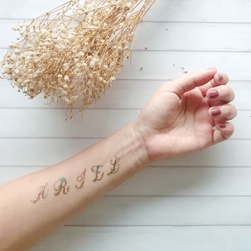 字母花-2入紋身貼紙 原創手繪設計