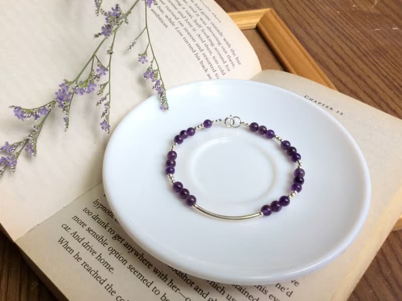 Ops Amethyst silver bracelet-紫水晶/925純銀/紫色/銀管/手鍊