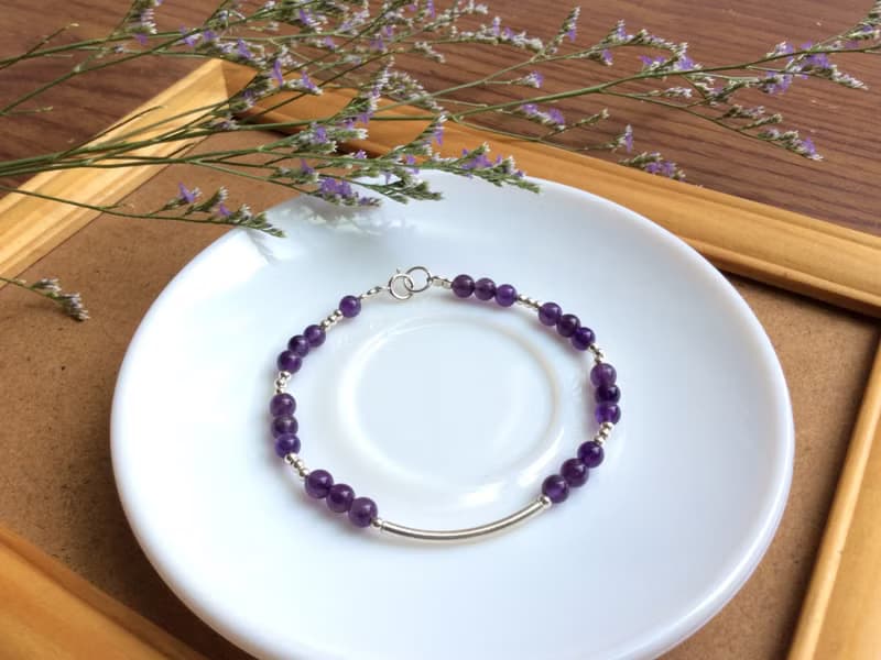 Ops Amethyst silver bracelet-紫水晶/925純銀/紫色/銀管/手鍊