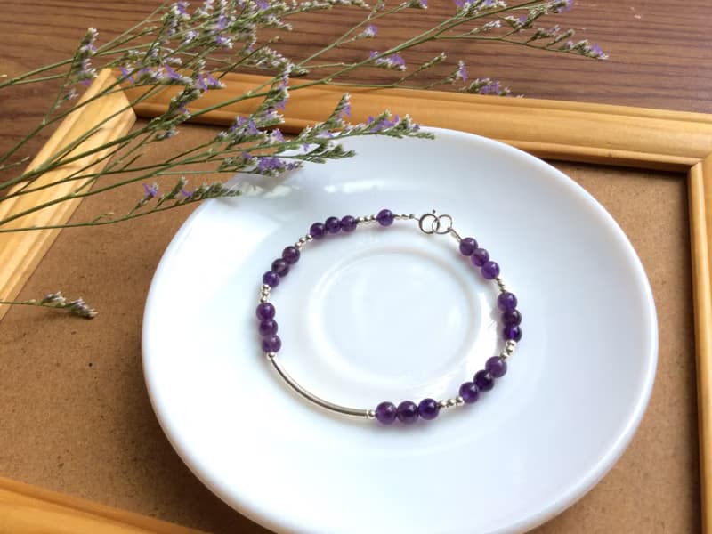 Ops Amethyst silver bracelet-紫水晶/925純銀/紫色/銀管/手鍊