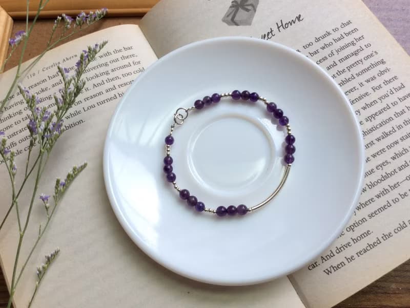 Ops Amethyst silver bracelet-紫水晶/925純銀/紫色/銀管/手鍊