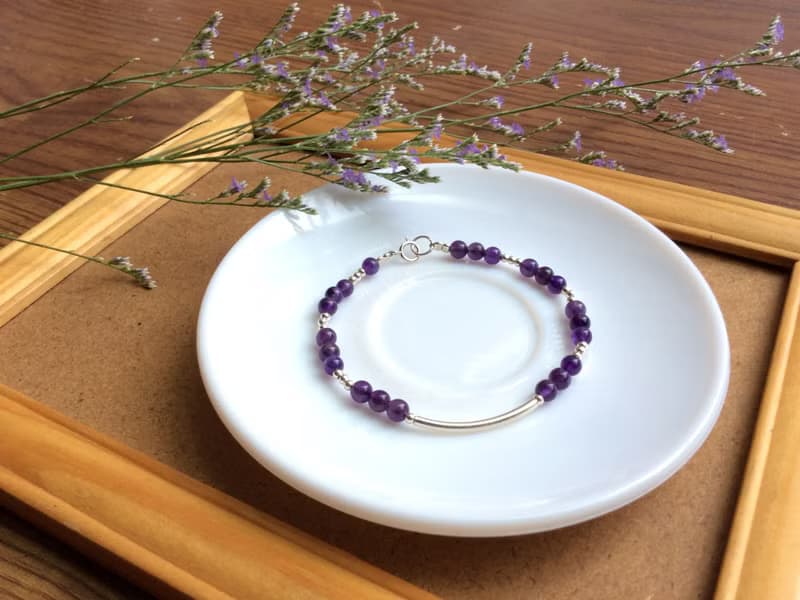 Ops Amethyst silver bracelet-紫水晶/925純銀/紫色/銀管/手鍊
