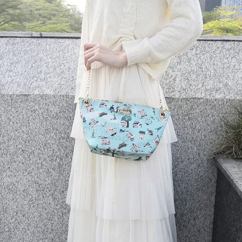 買2送1【小鎮風情】可調節長短鏈條帆布手拿包/餃子包 | 母親節禮