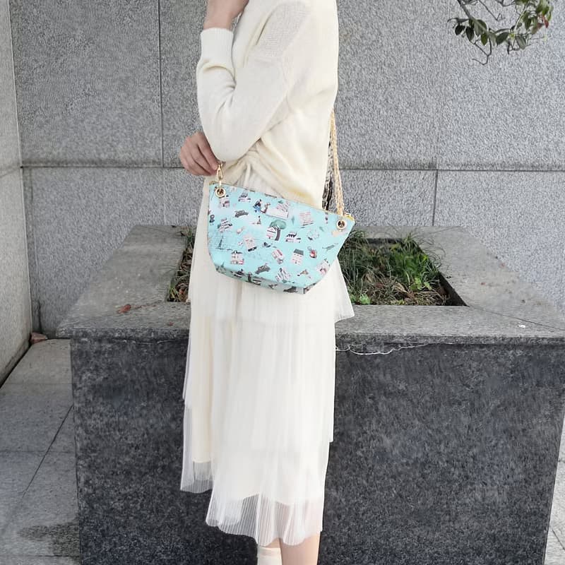 買2送1【小鎮風情】可調節長短鏈條帆布手拿包/餃子包 | 母親節禮