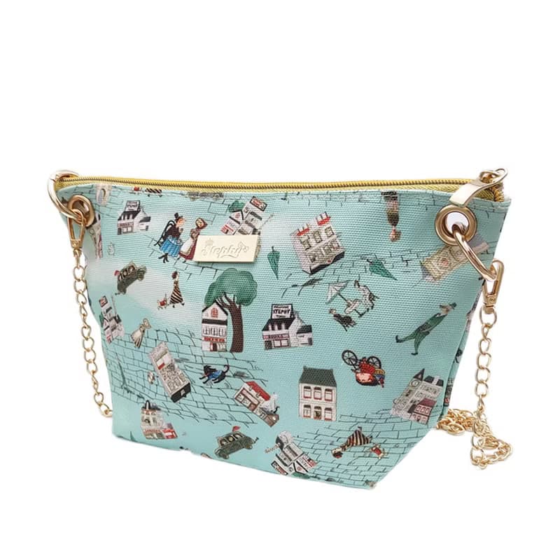 買2送1【小鎮風情】可調節長短鏈條帆布手拿包/餃子包 | 母親節禮