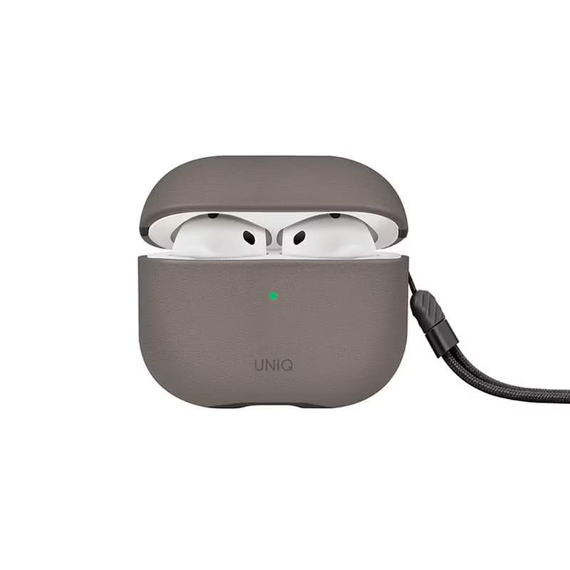 AirPods 4代 Lyden Ds 耐刮皮革收納保護套 附掛繩- 灰色