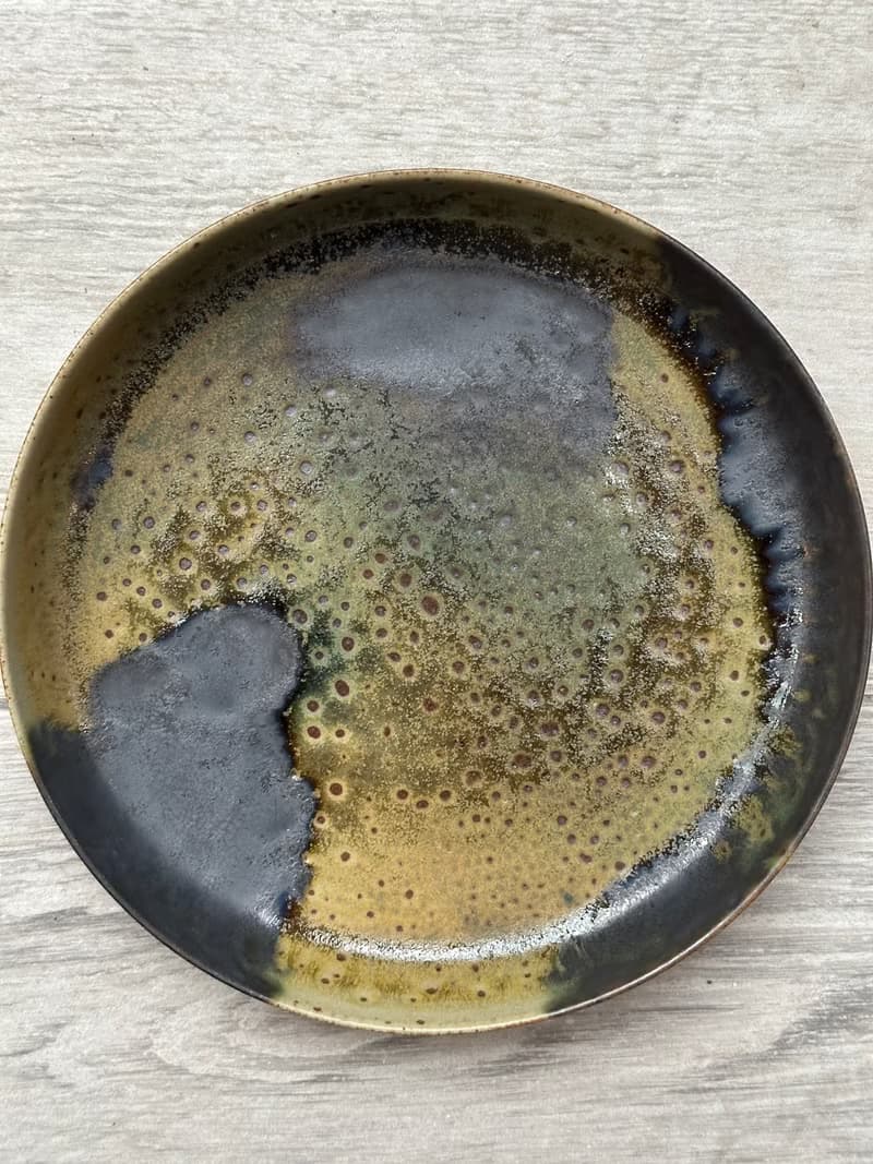 流動灰釉圓盤茶盤
