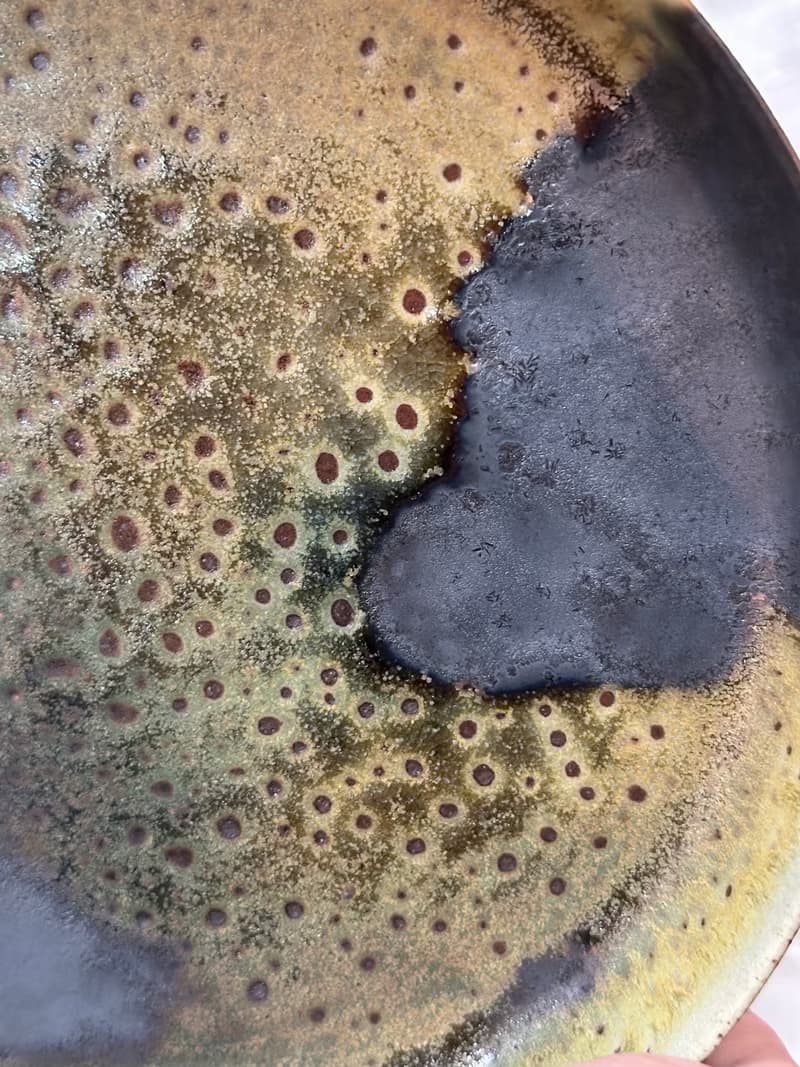流動灰釉圓盤茶盤