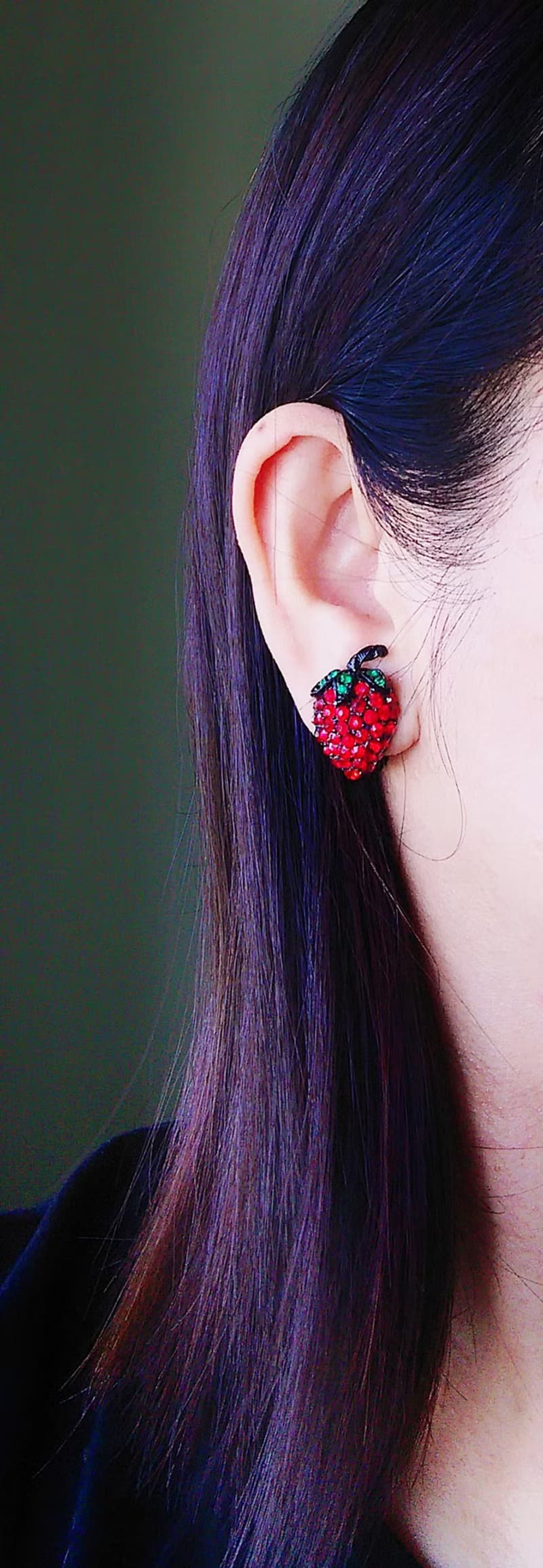 【西洋古董飾品 】WEISS 可愛 紅草莓 夾式耳環