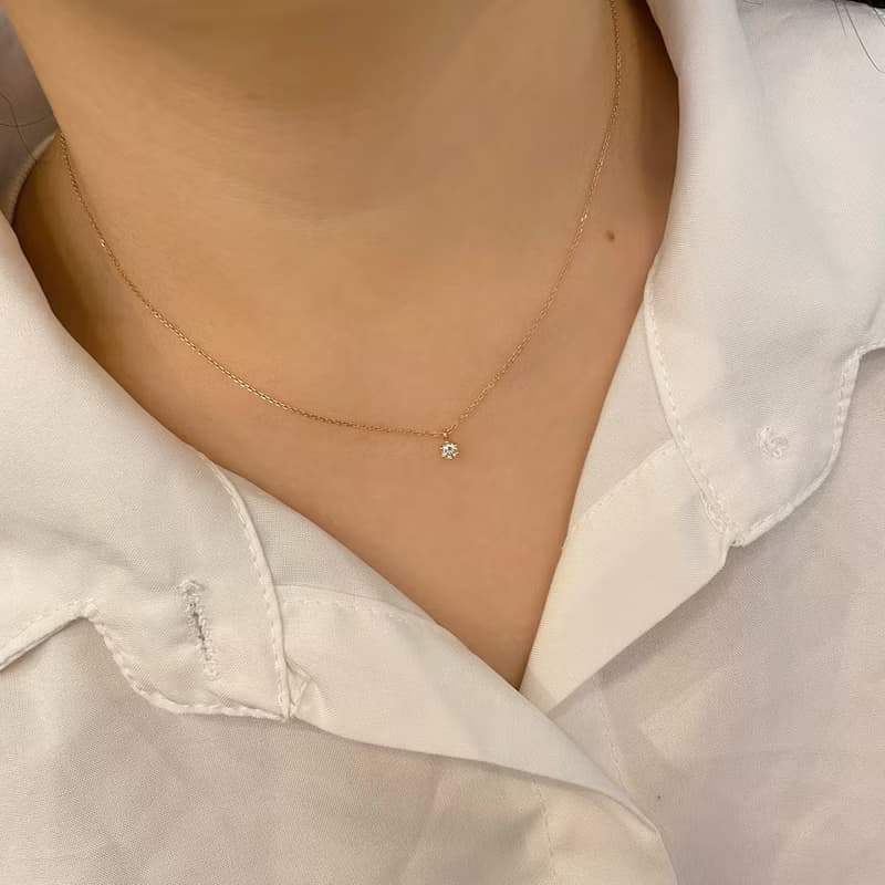 925純銀 | 別緻六爪10分鑽_項鍊