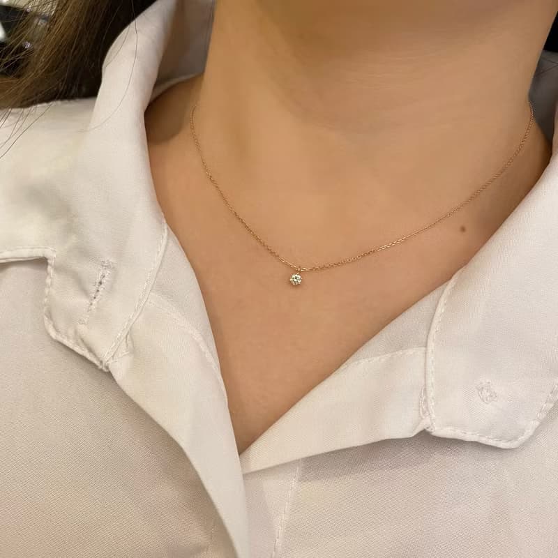 925純銀 | 別緻六爪10分鑽_項鍊