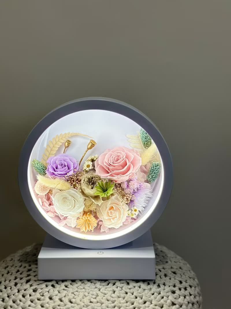 美好花園 永生花三段觸控氛圍燈/桌燈/檯燈