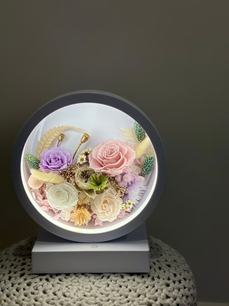 美好花園 永生花三段觸控氛圍燈/桌燈/檯燈