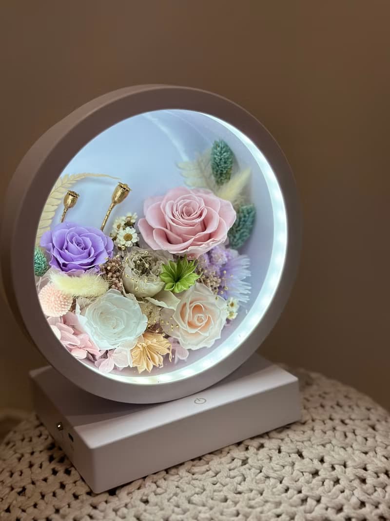 美好花園 永生花三段觸控氛圍燈/桌燈/檯燈