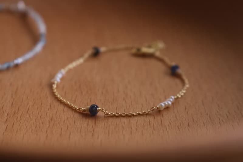 手鍊 藍寶石 珍珠 天然石 - 傾訴 -