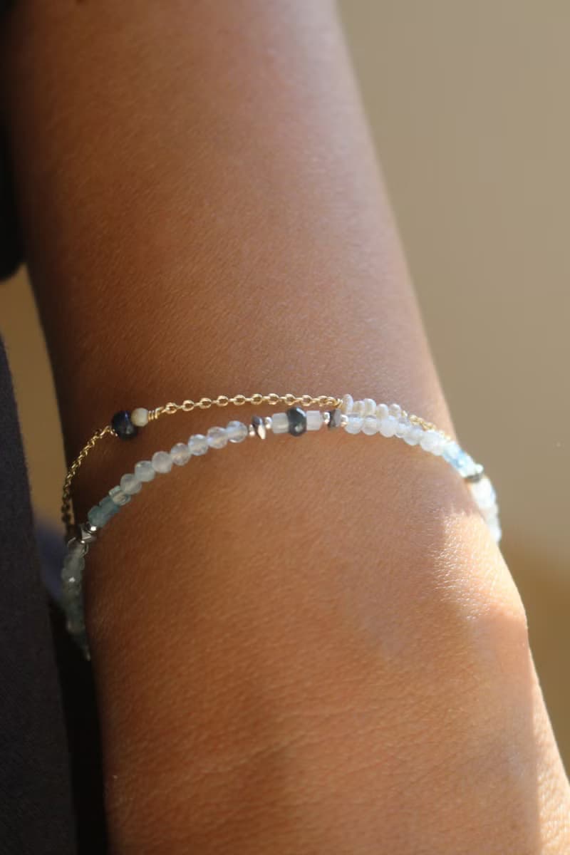 手鍊 藍寶石 珍珠 天然石 - 傾訴 -