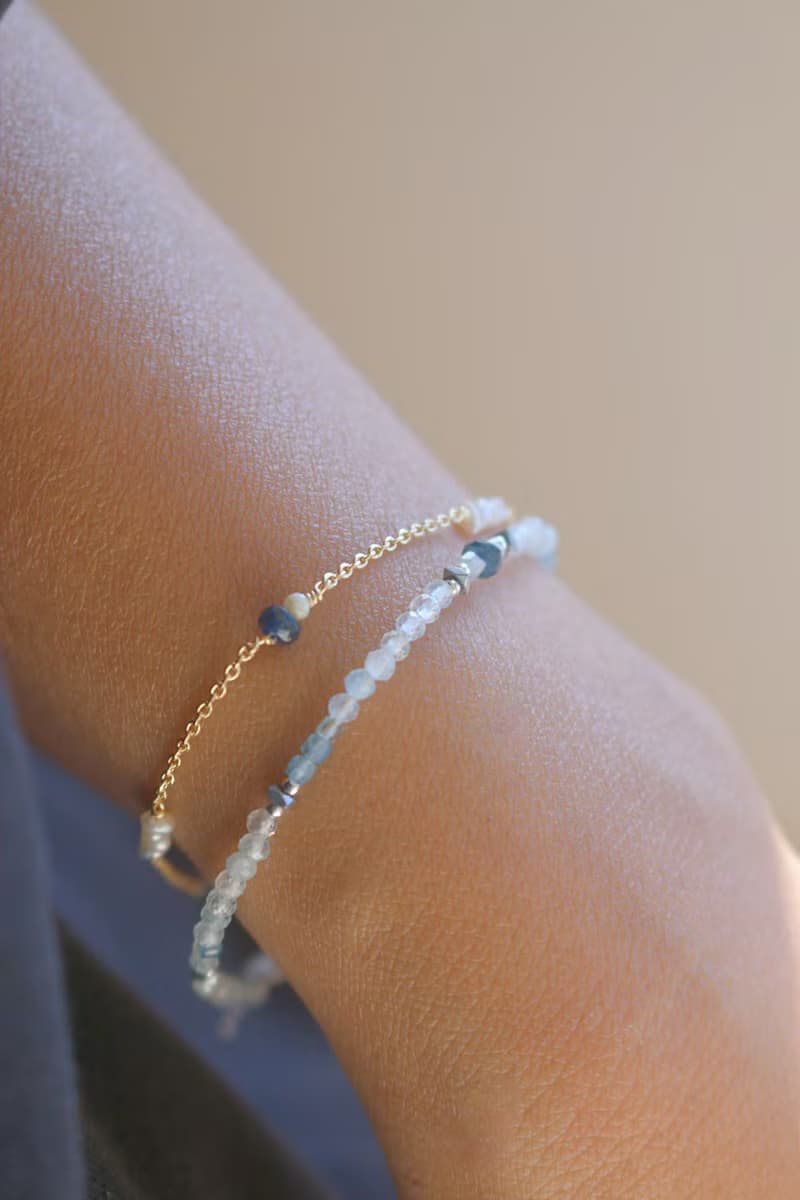 手鍊 藍寶石 珍珠 天然石 - 傾訴 -