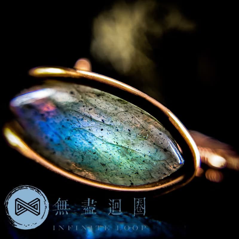 【醉夢幽藍】金屬編織拉長石設計戒指
